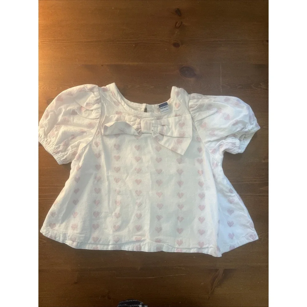 Old Navy‎ Girls Top Heart Print - Puff Sleeve Shirt - 3T